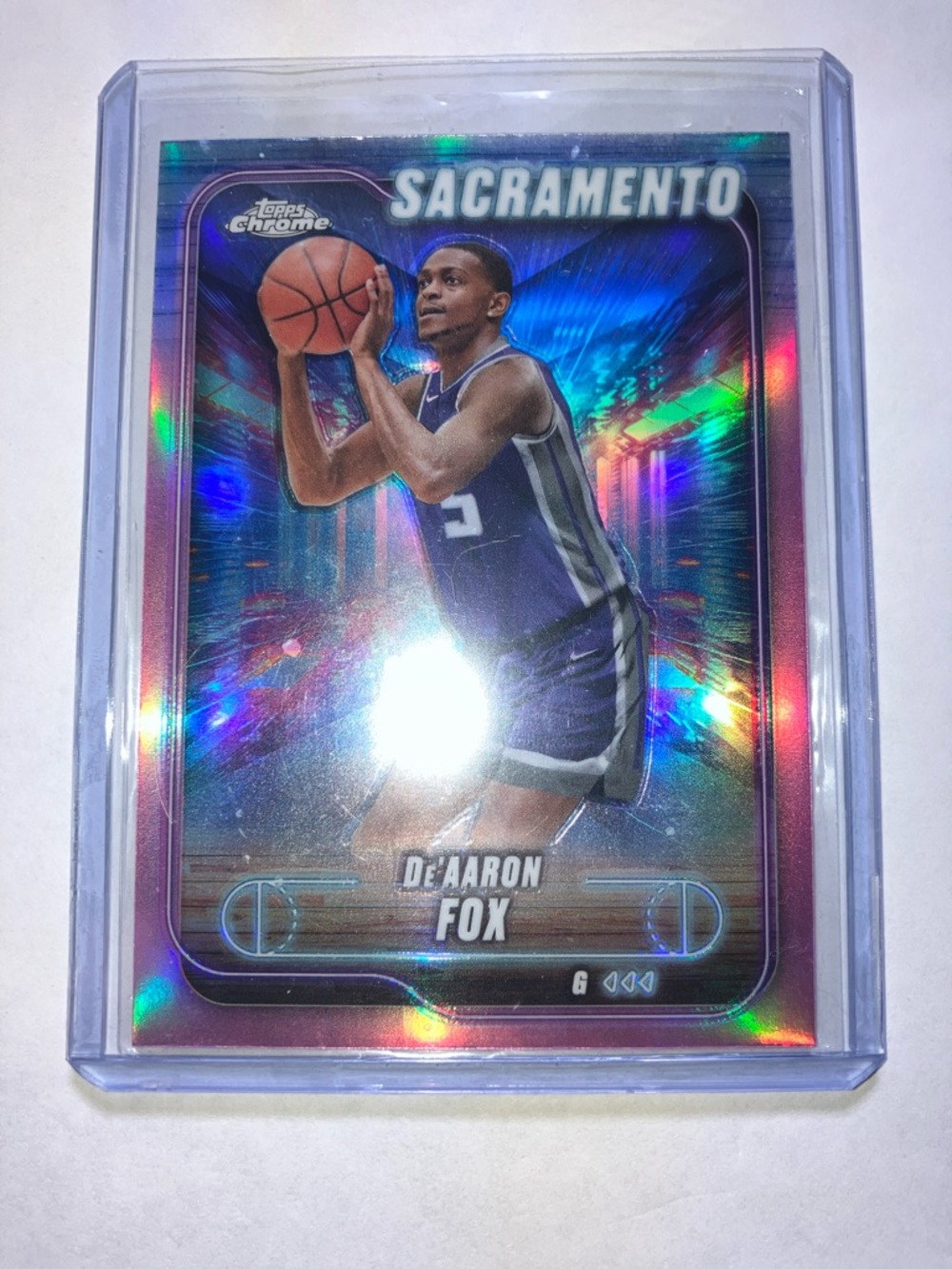 2025 Topps Chrome De'Aaron Fox Sacramento Basketball Holo Card NM